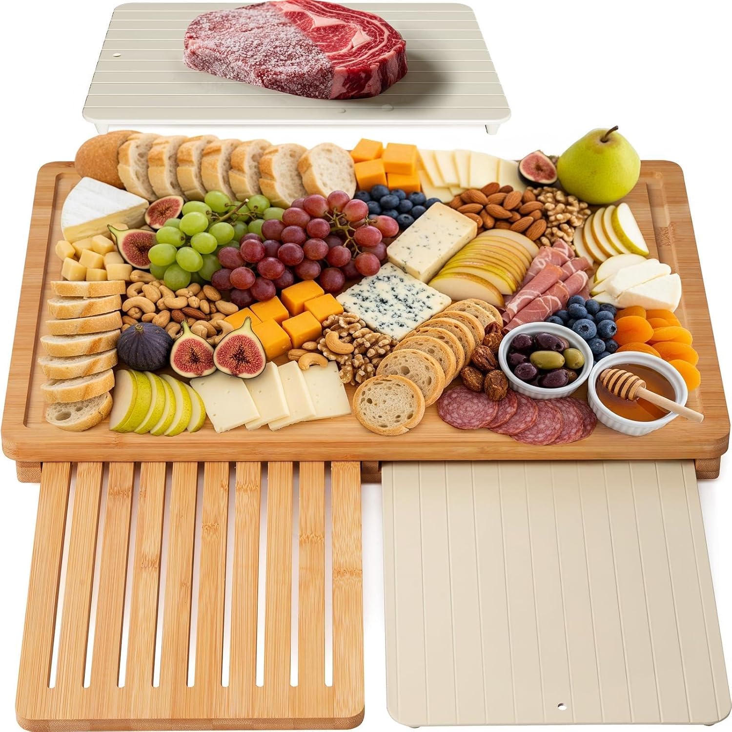 Meal Prep Juice - Bamboo Cutting Board Set Defrosting Tray