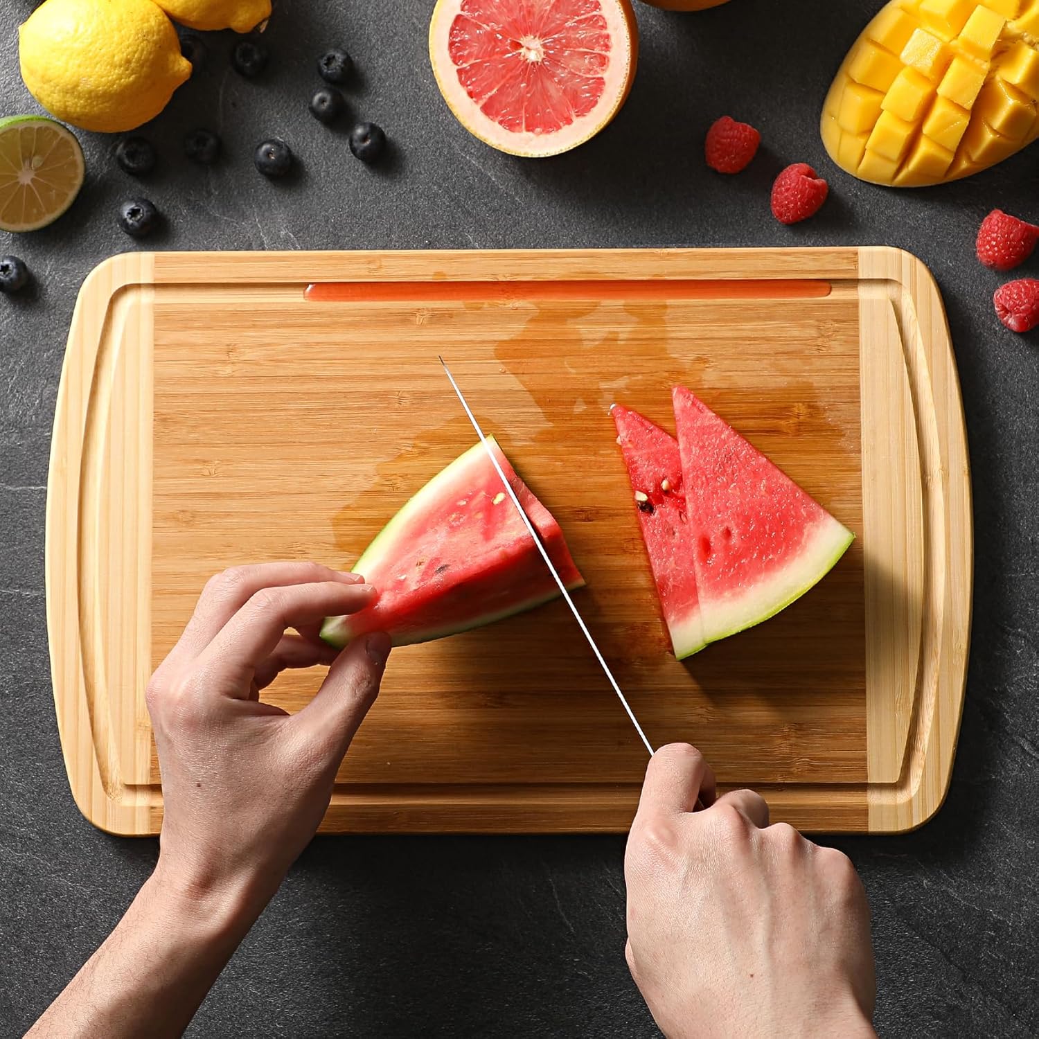 Large Bamboo Cutting Board for - Meal Prep Juice recension och pris