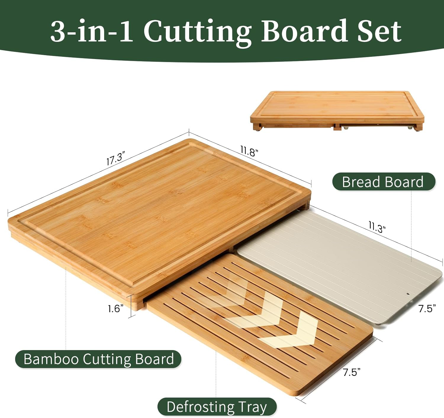 Bamboo Cutting Board Set Defro - Meal Prep Juice recension och pris